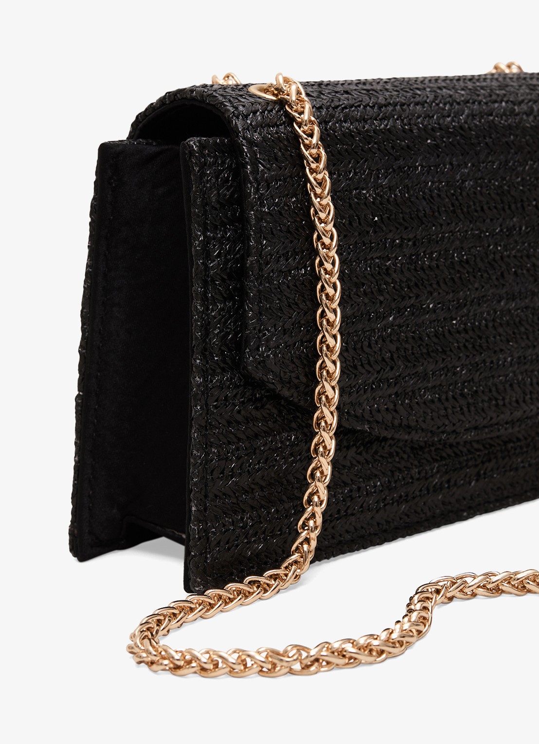 Phase Eight Clutch van raffia - detail 2 zwart