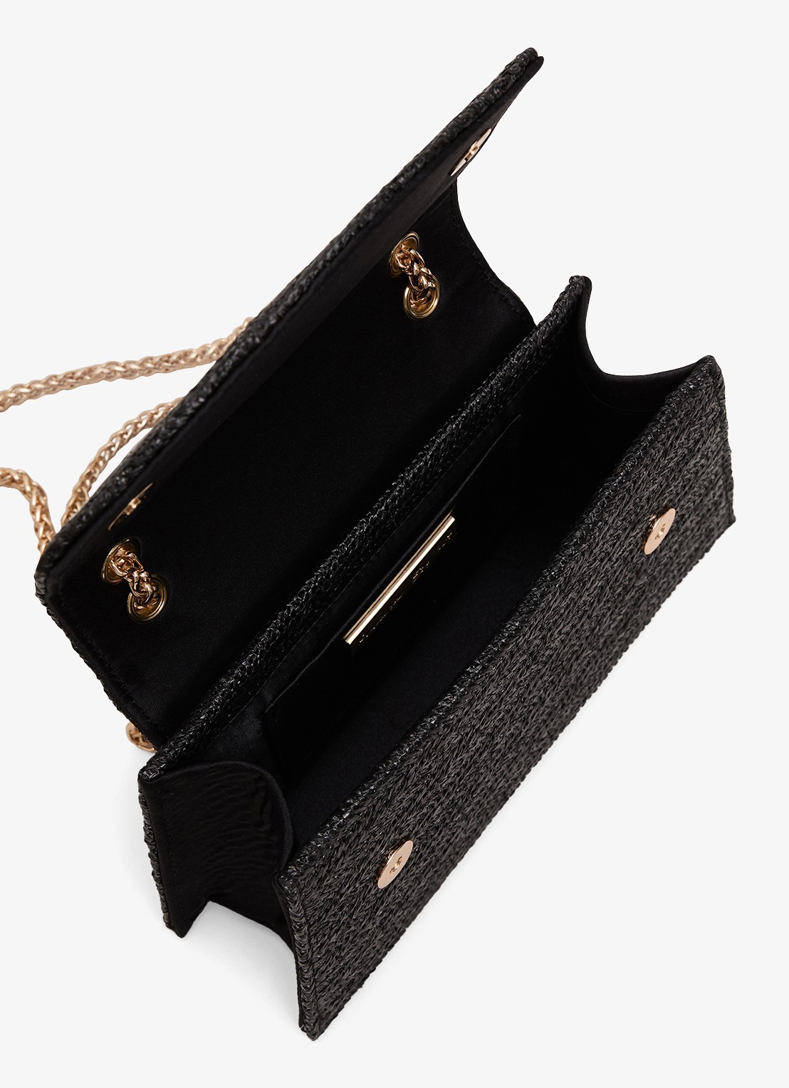 Phase Eight Clutch van raffia - detail 3 zwart