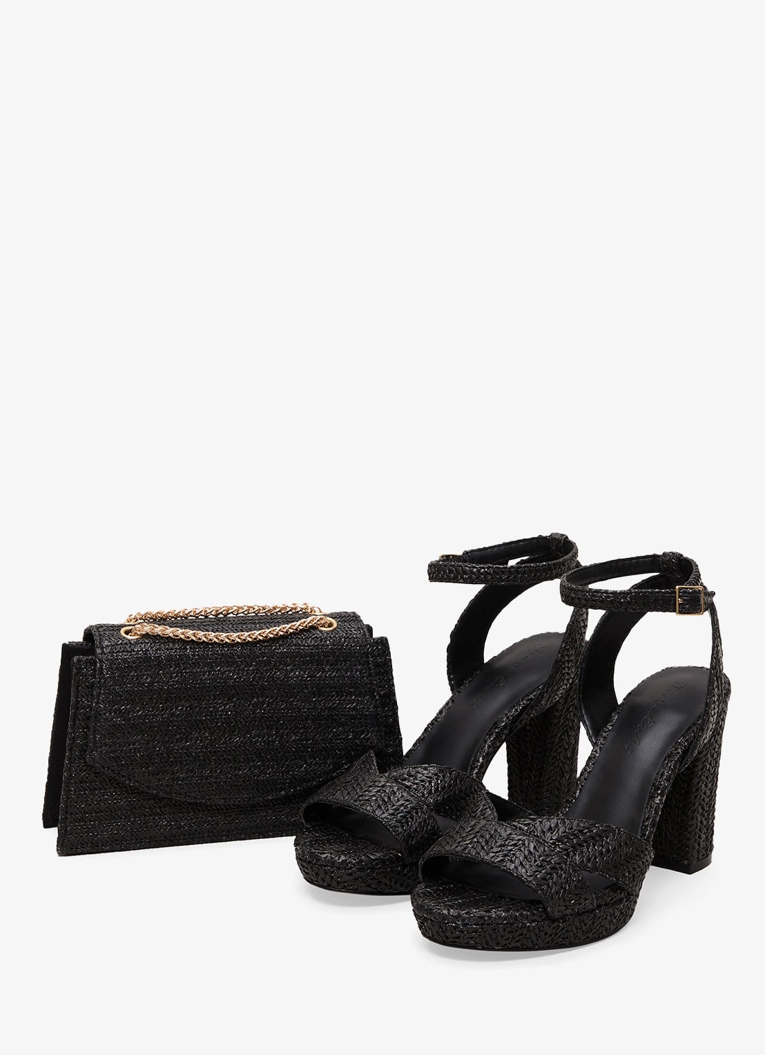 Phase Eight Clutch van raffia - detail 4 zwart