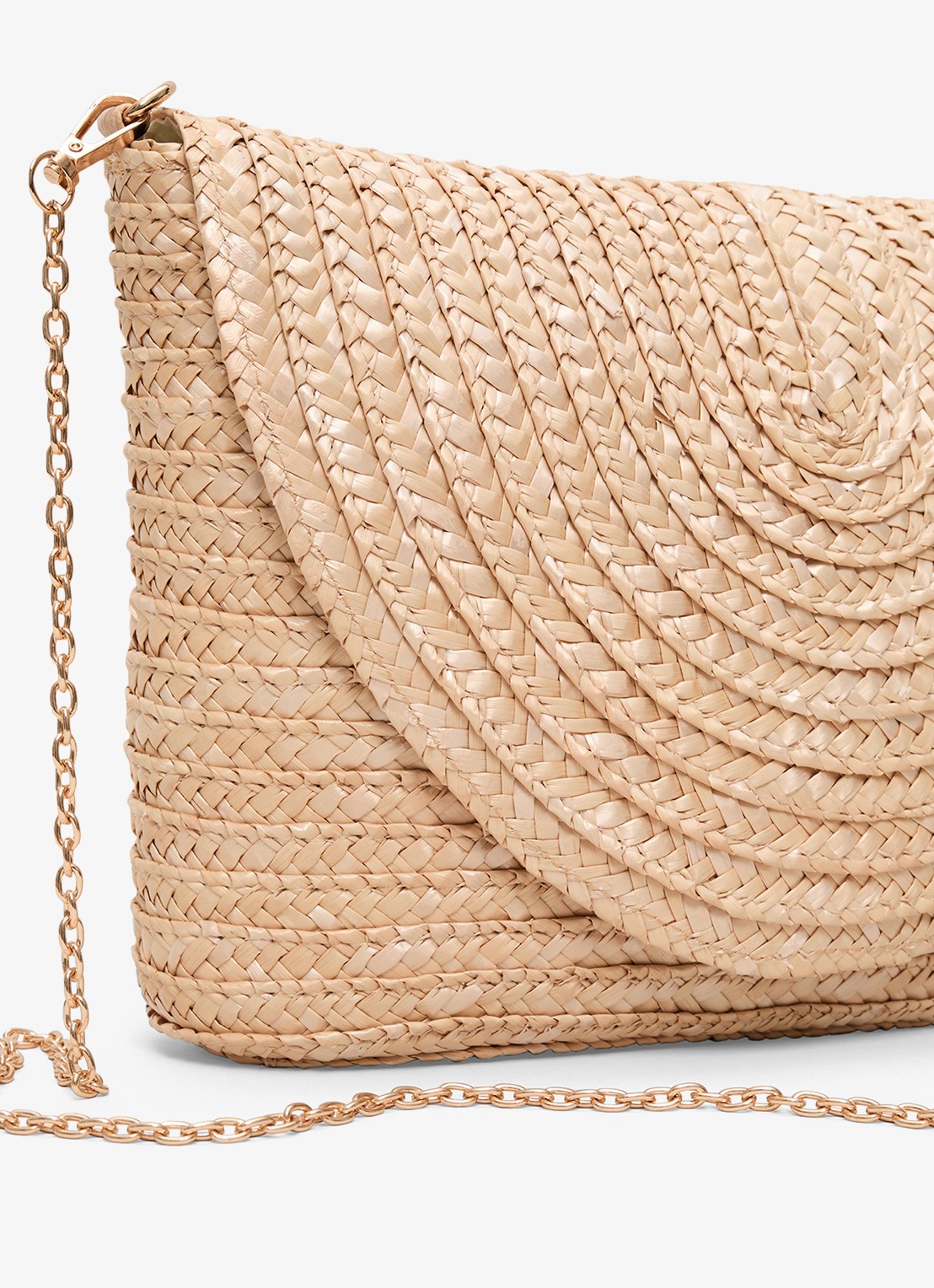 Phase Eight Clutch van raffia - detail 5 camel