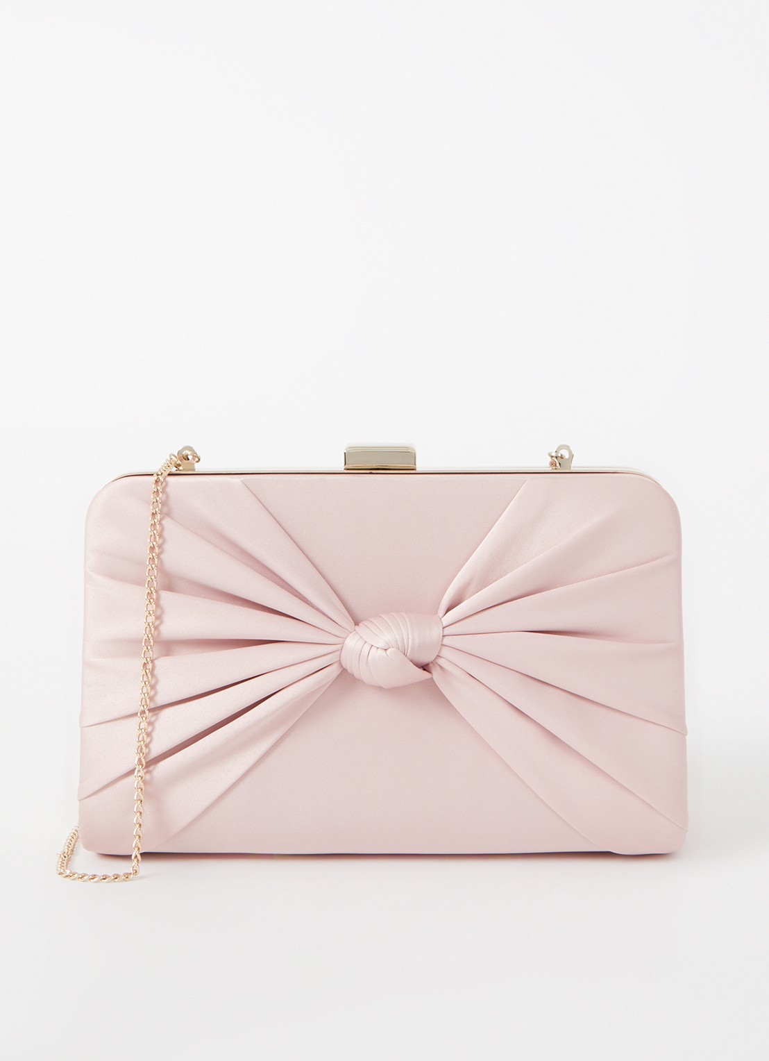 Phase Eight Clutch van satijn met afneembare schouderriem - voorkant lichtroze