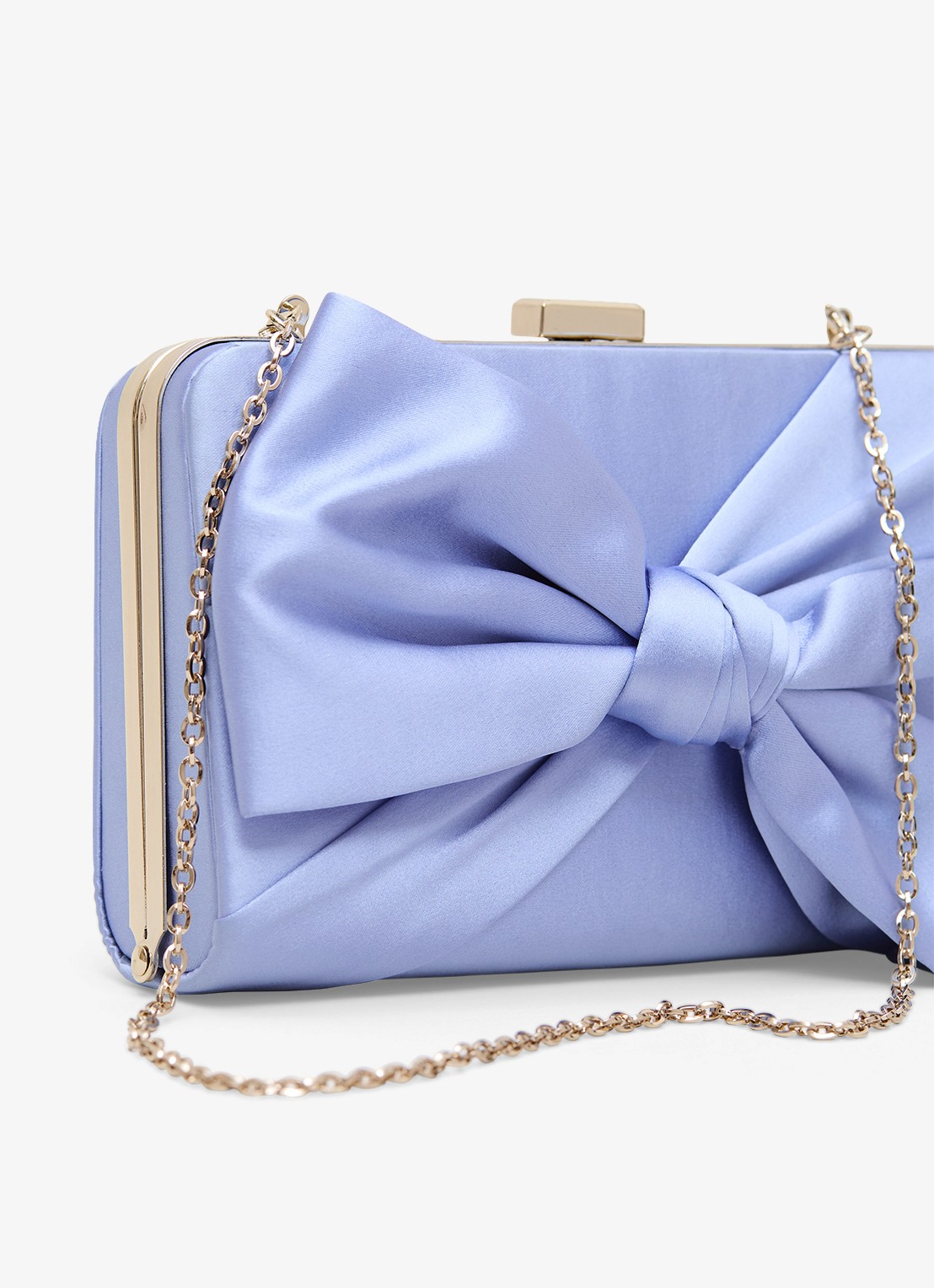 Phase Eight Clutch van satijn met strikdetail - detail lichtblauw