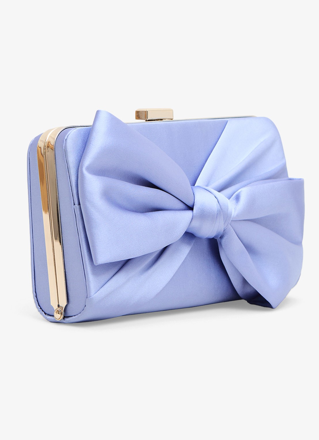 Phase Eight Clutch van satijn met strikdetail - voorkant 7 lichtblauw