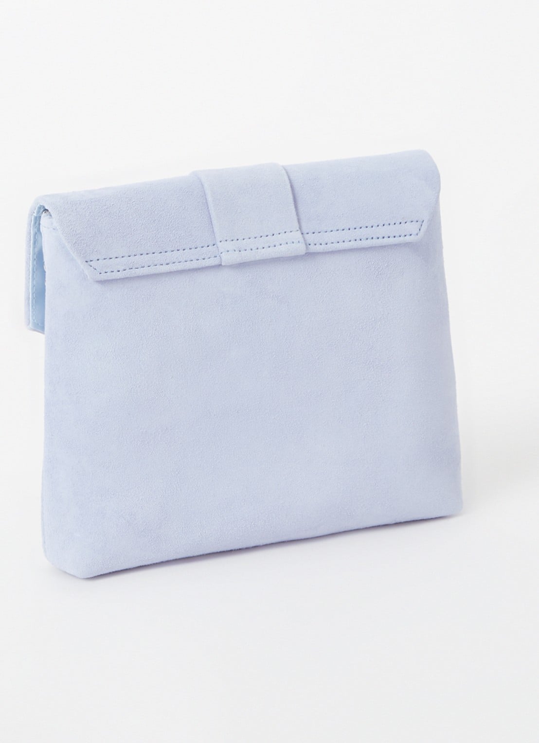 Phase Eight Clutch van suède met afneembare schouderriem - achterkant 3 lichtblauw