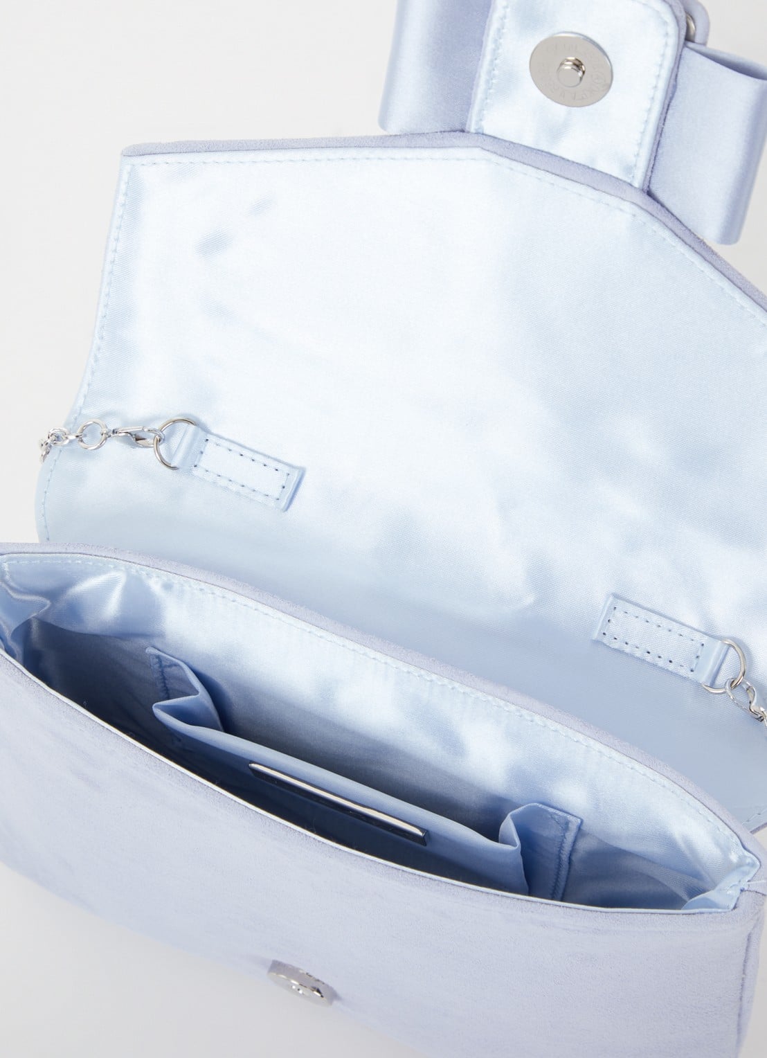 Phase Eight Clutch van suède met afneembare schouderriem - detail lichtblauw