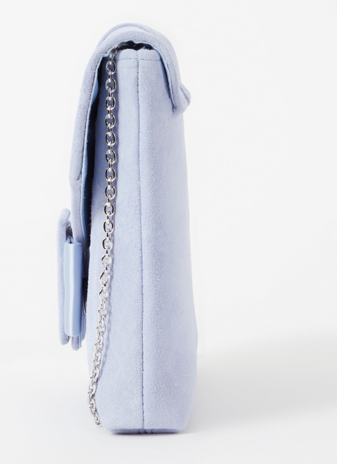 Phase Eight Clutch van suède met afneembare schouderriem - detail 2 lichtblauw