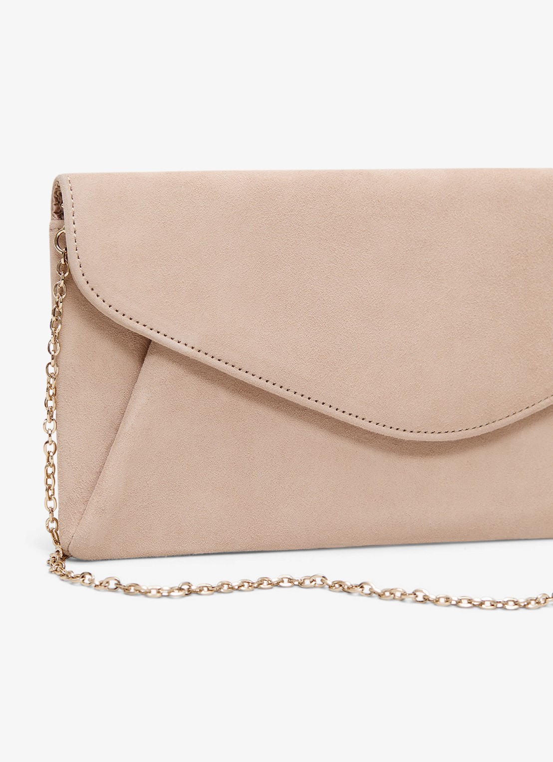 Phase Eight Clutch van suède met afneembare schouderriem - achterkant creme