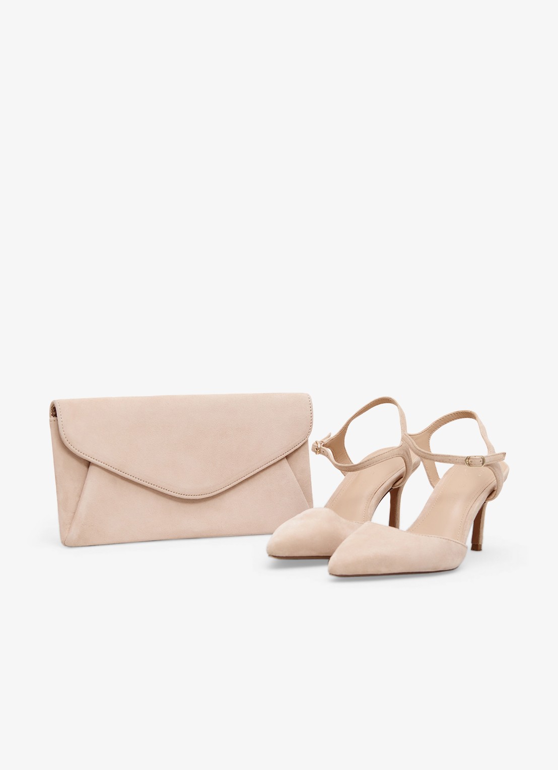 Phase Eight Clutch van suède met afneembare schouderriem - detail 2 creme