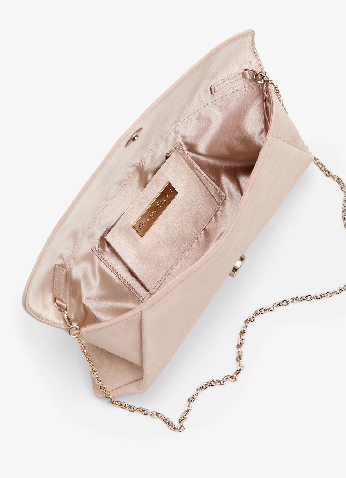 Phase Eight Clutch van suède met afneembare schouderriem - detail 5 creme