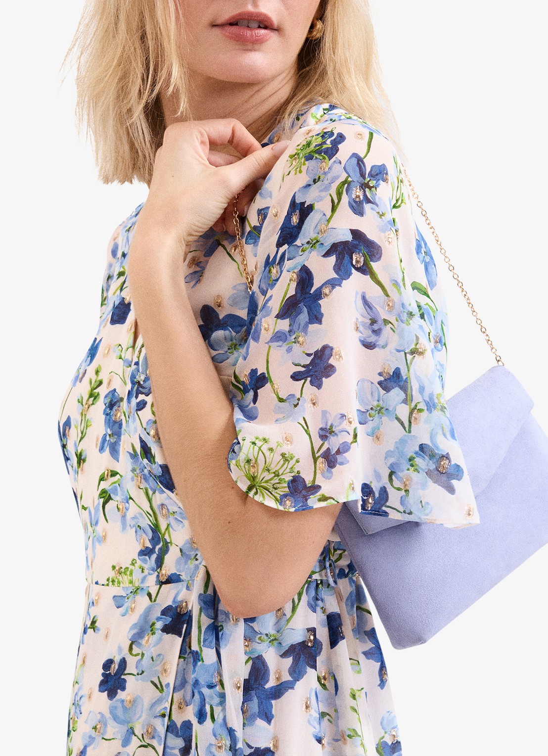 Phase Eight Clutch van suède met afneembare schouderriem - detail 6 paars