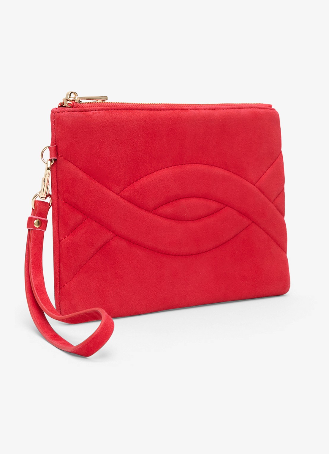 Phase Eight Clutch van suède  - detail 3 rood