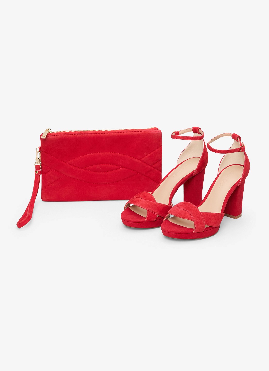 Phase Eight Clutch van suède  - detail 6 rood