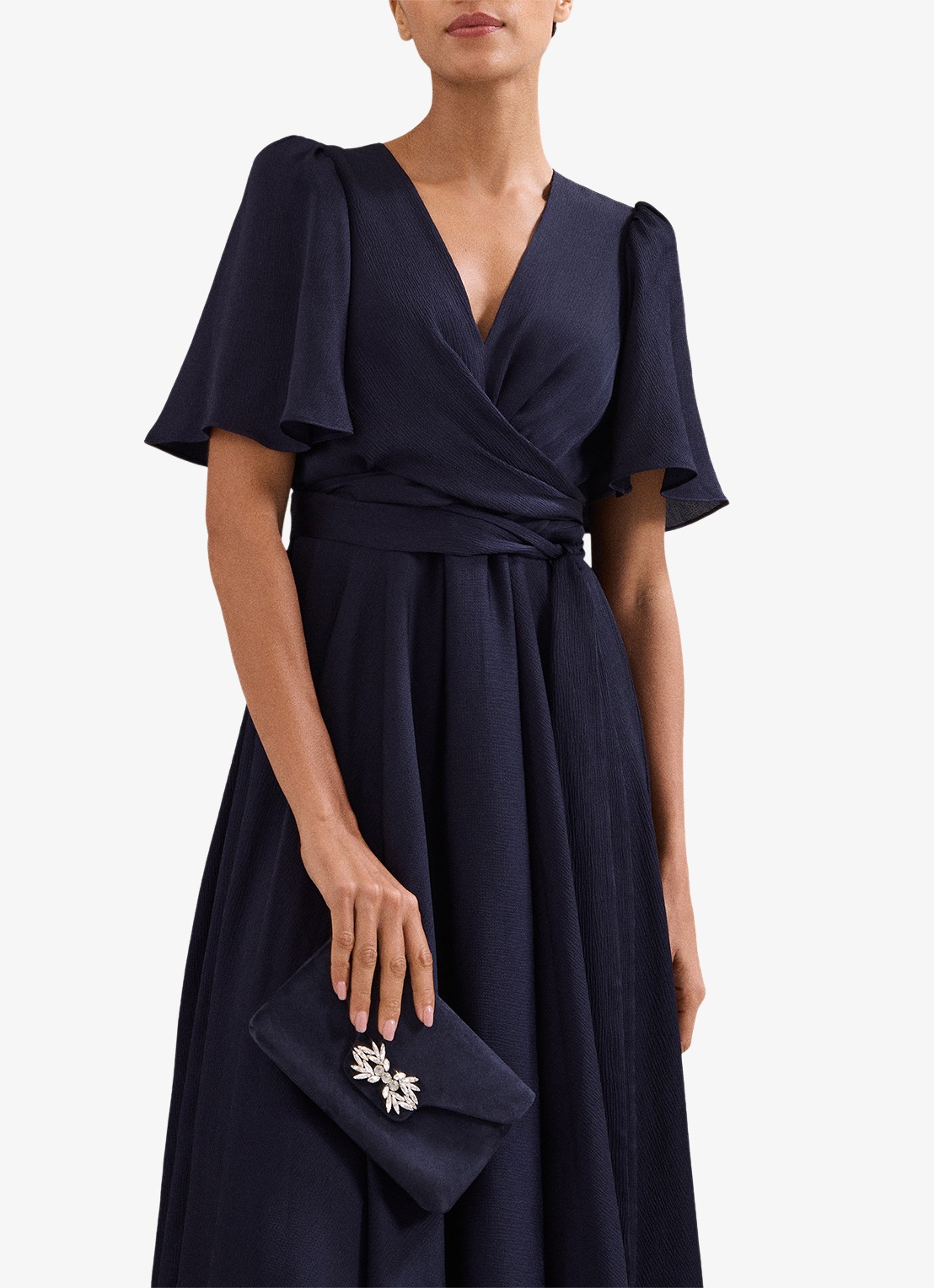 Phase Eight Clutch van suède - detail 5 blauw