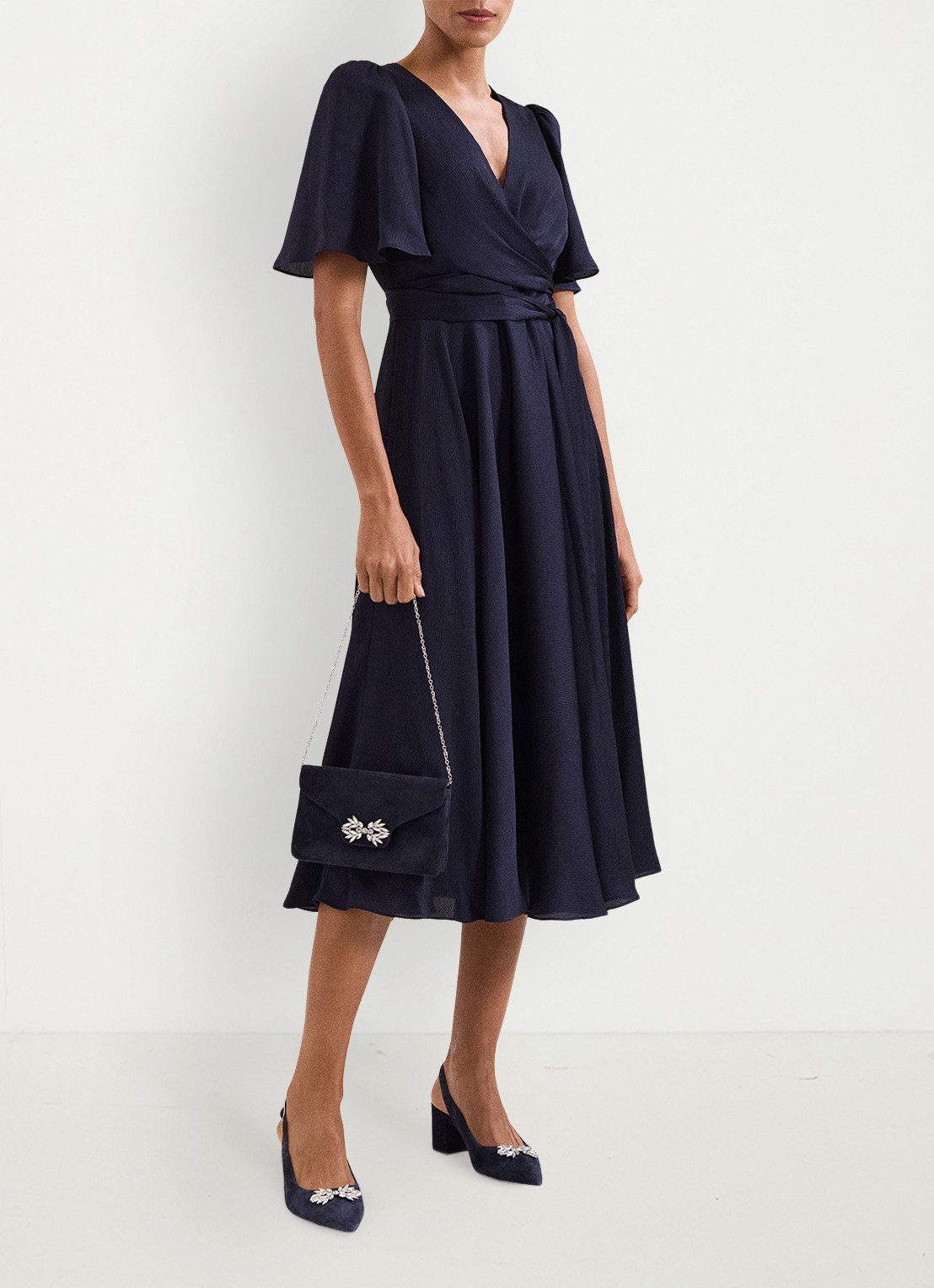 Phase Eight Clutch van suède - detail 7 blauw