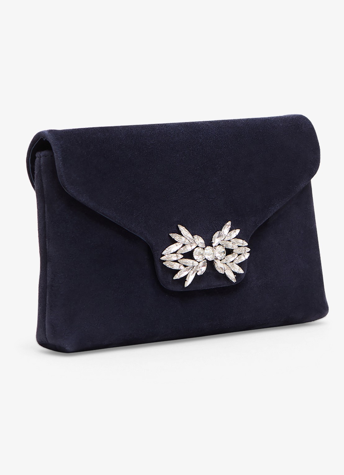 Phase Eight Clutch van suède - voorkant 3 blauw