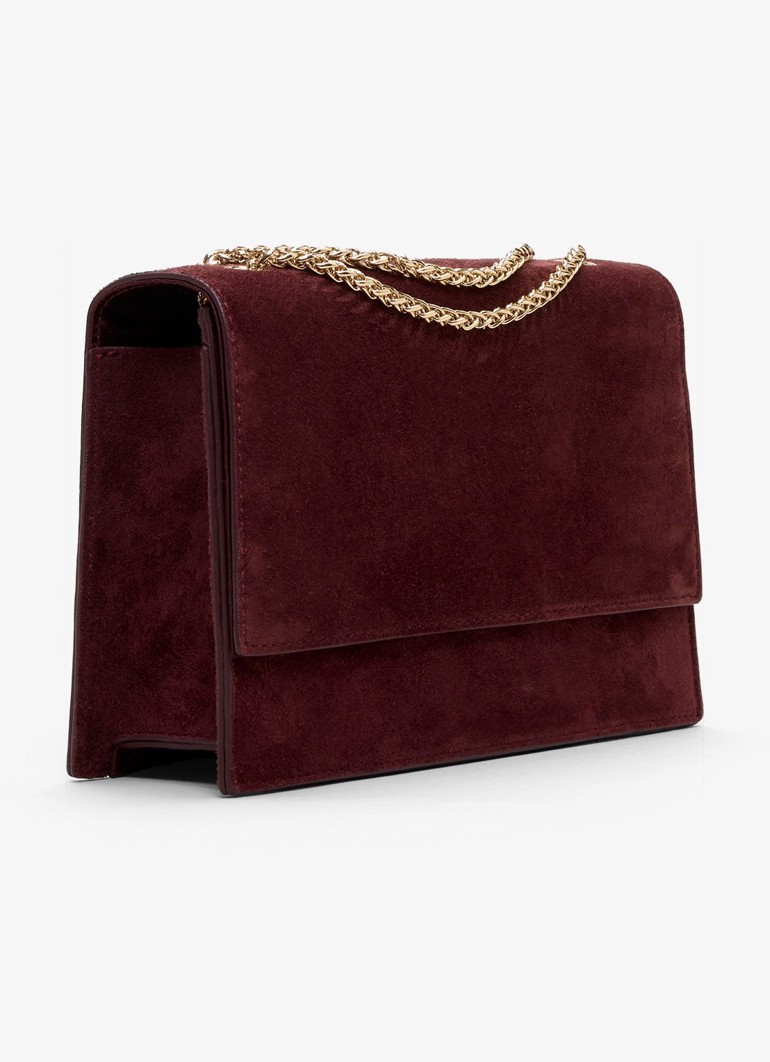 Phase Eight Clutch van suéde - detail bordeauxrood