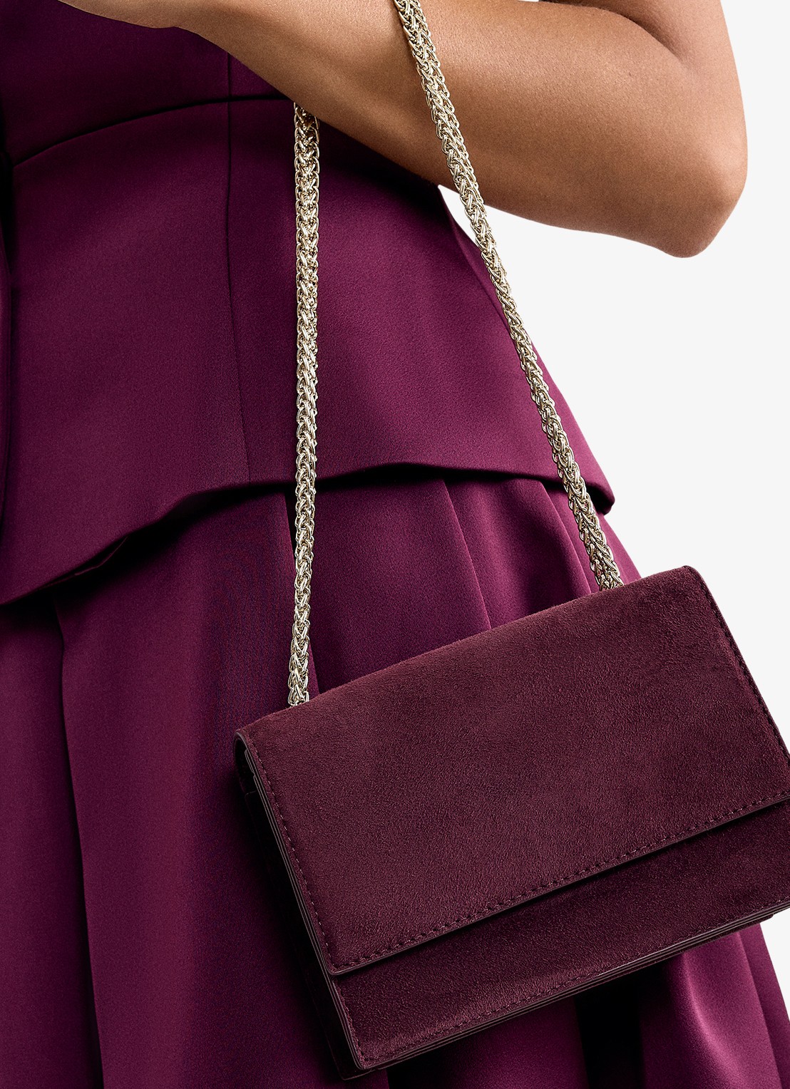 Phase Eight Clutch van suéde - detail 5 bordeauxrood