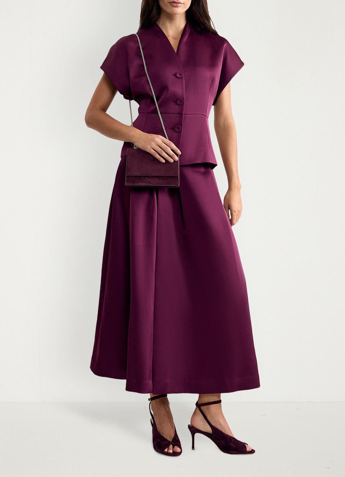 Phase Eight Clutch van suéde - voorkant 7 bordeauxrood