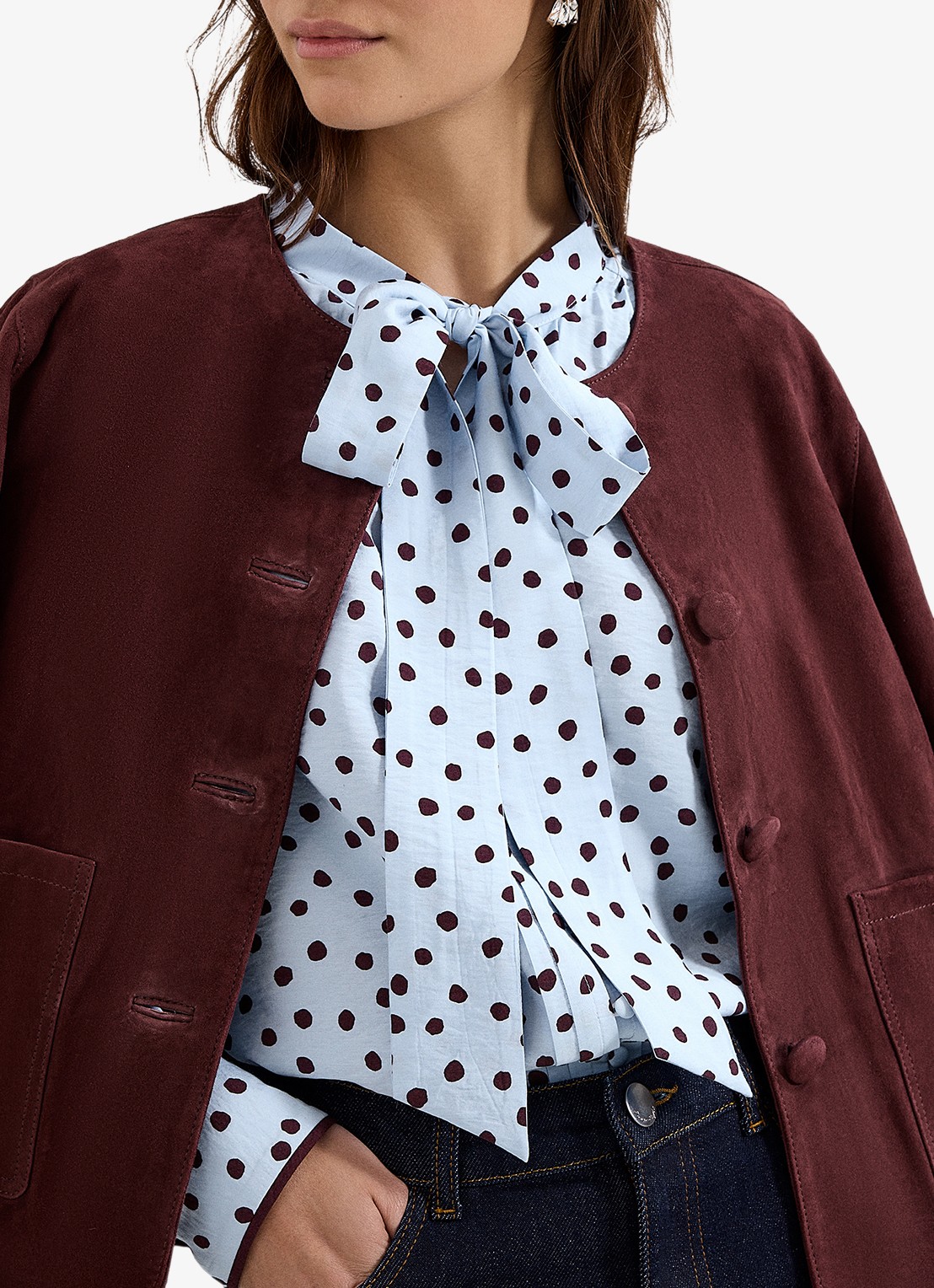 Phase Eight Coco blouse met stippenprint - detail 7 donkerblauw