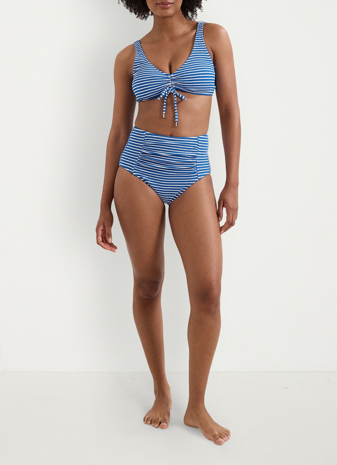 Phase Eight Colbalt bikinitop met streepprint - voorkant 2 kobaltblauw