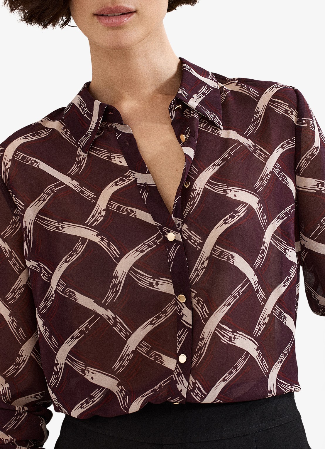 Phase Eight Cora blouse met print - detail 5 donkerrood