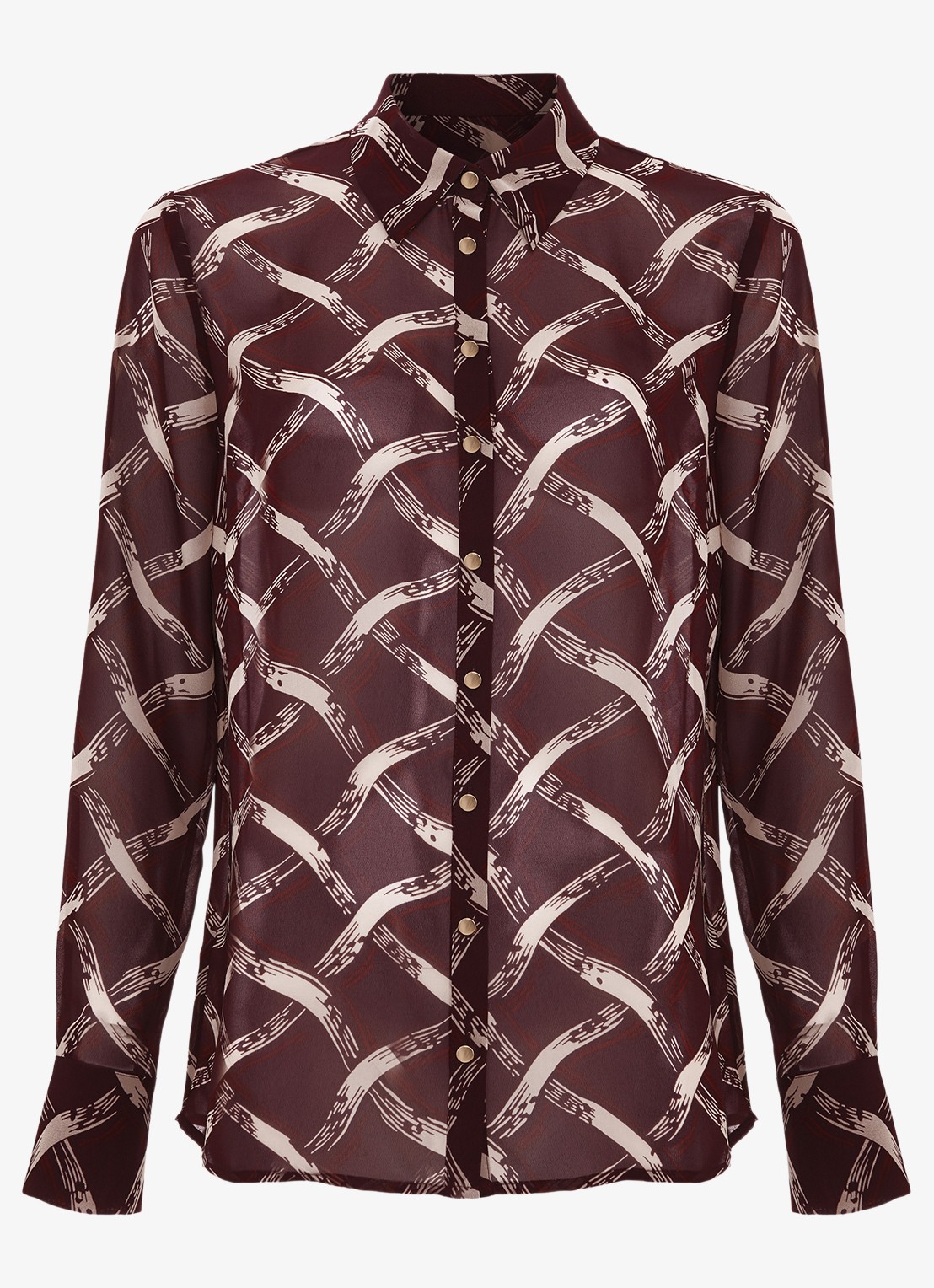 Phase Eight Cora blouse met print - voorkant 2 donkerrood