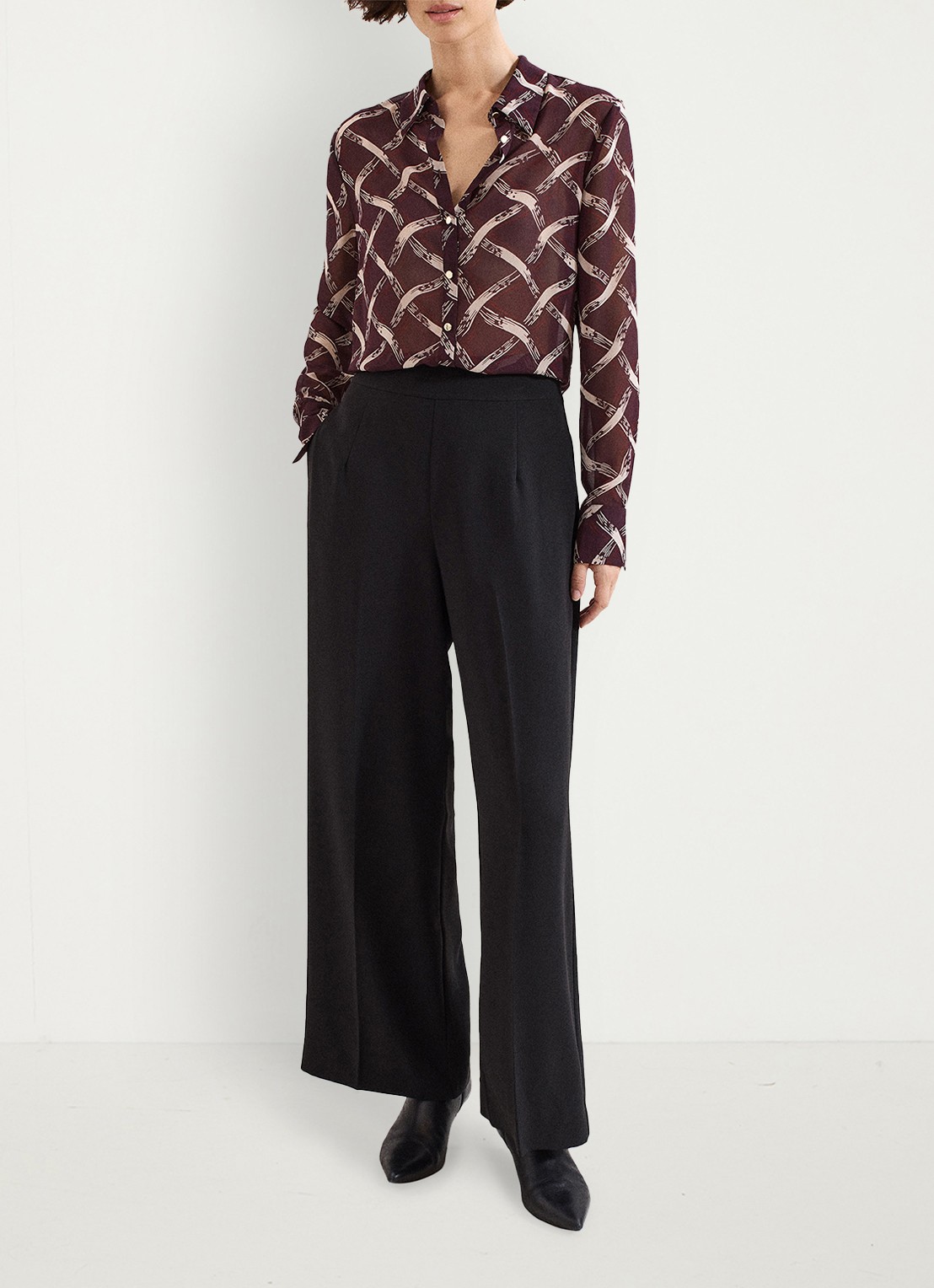 Phase Eight Cora blouse met print - voorkant 3 donkerrood