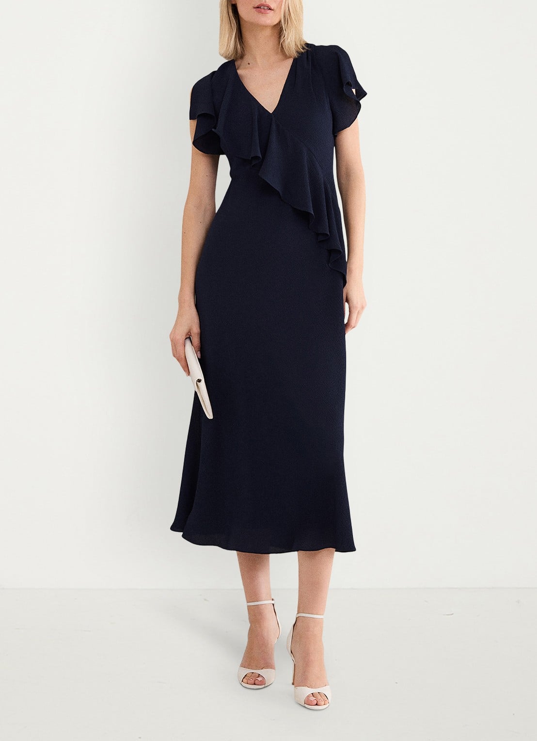 Phase Eight Cosette midi jurk met franjes - detail 3 blauw