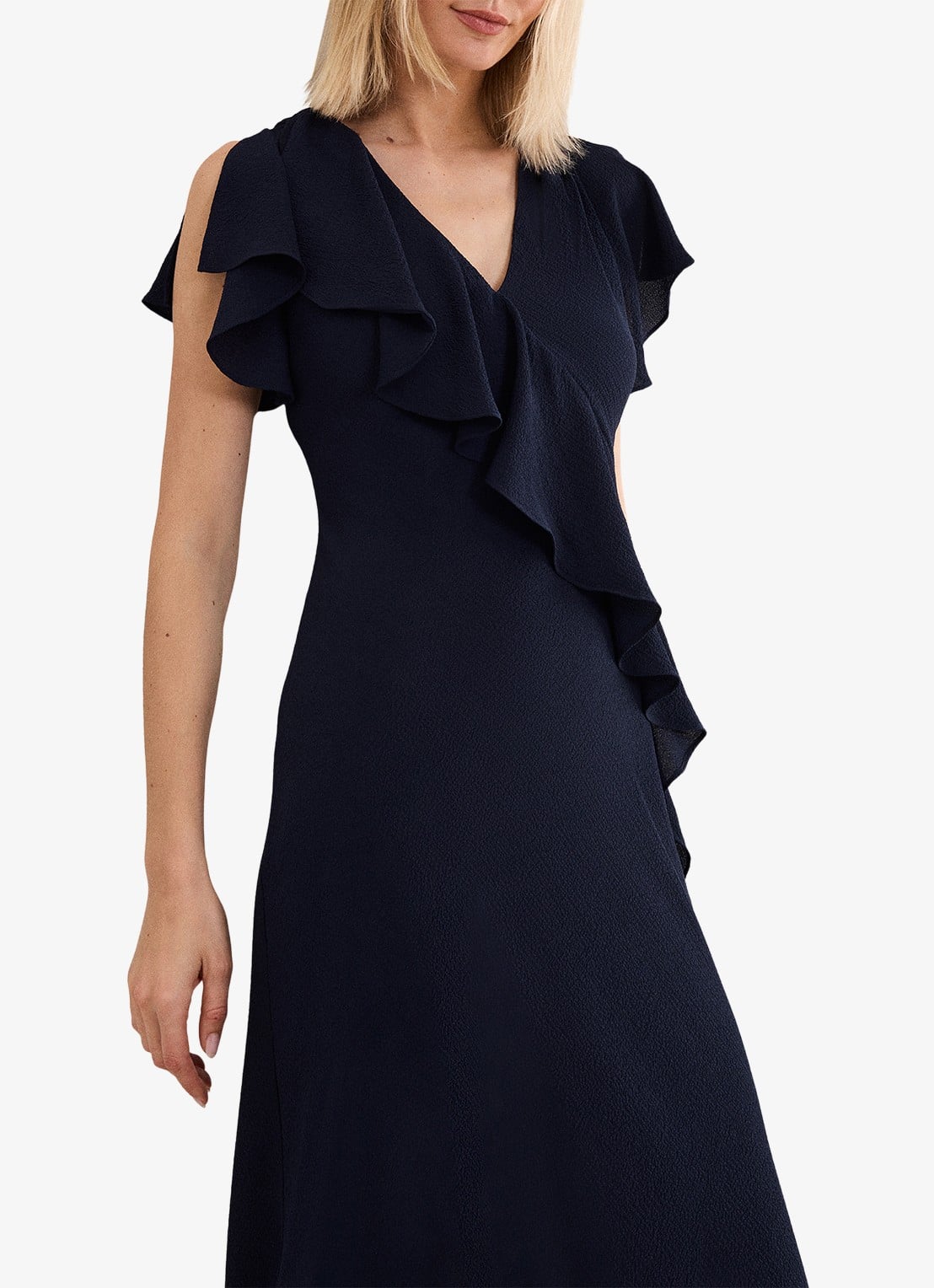 Phase Eight Cosette midi jurk met franjes - detail 4 blauw