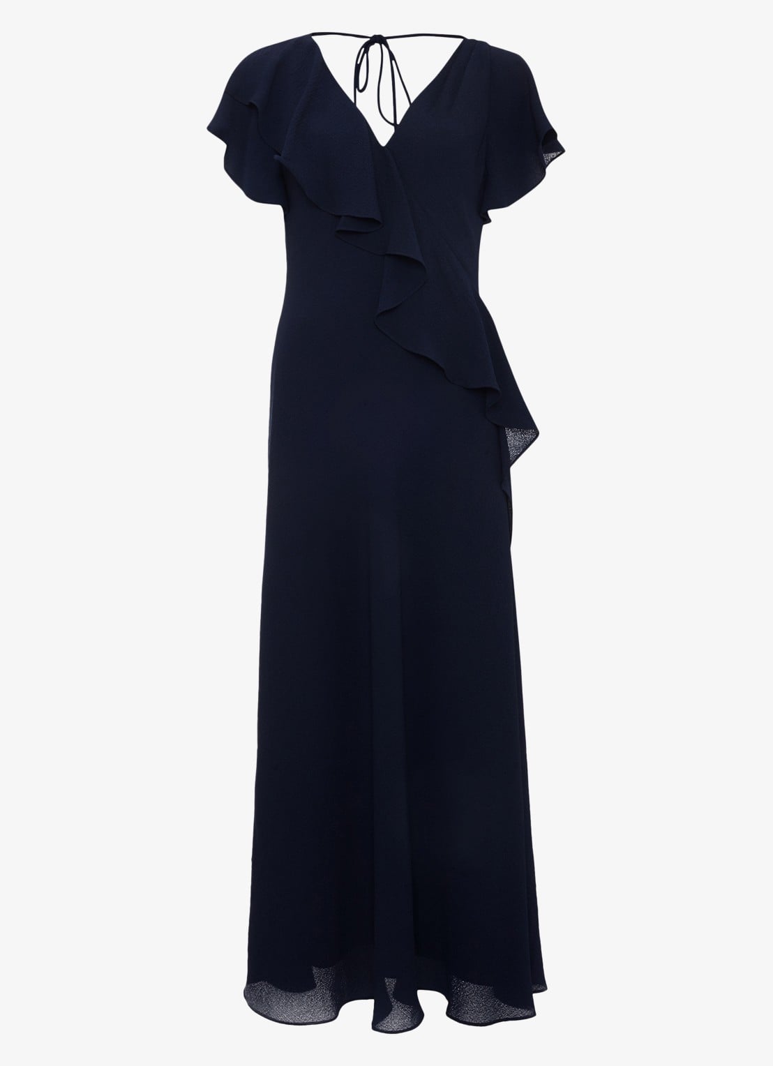 Phase Eight Cosette midi jurk met franjes - voorkant 2 blauw