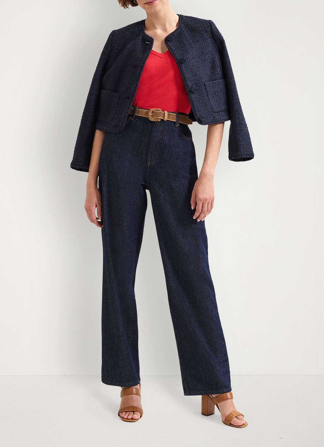 Phase Eight Courtney top met pofmouw - detail 3 koraalrood