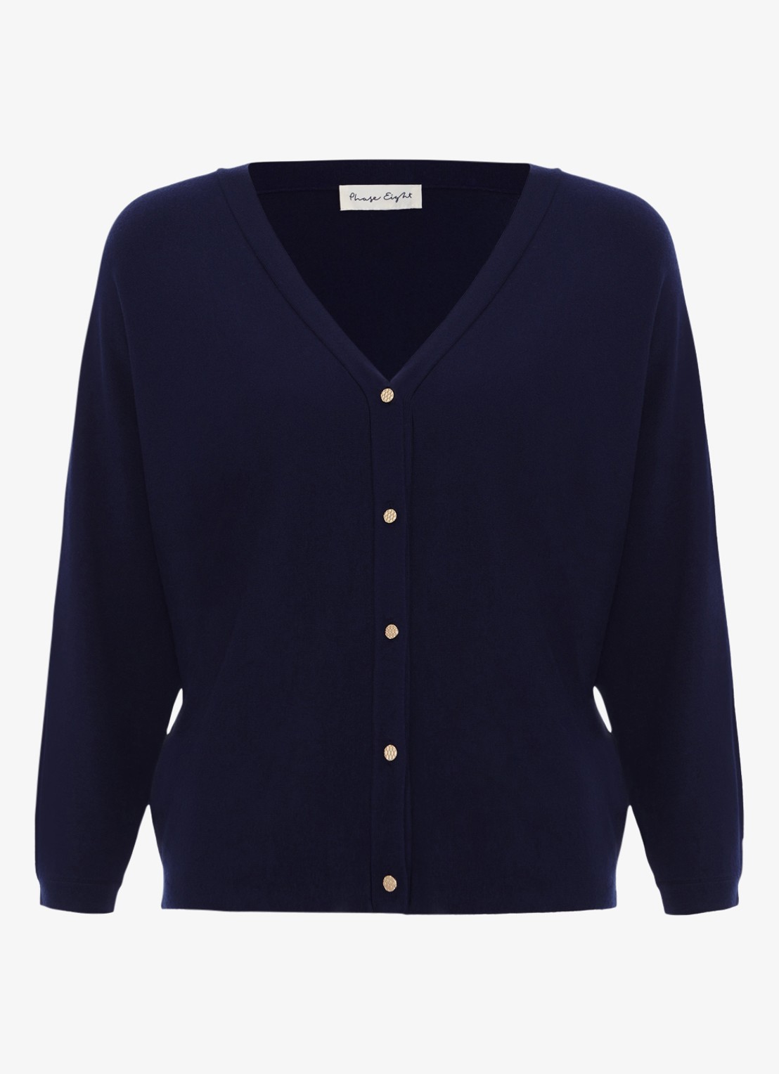 Phase Eight Cristine fijngebreid vest met vleermuismouw - voorkant blauw