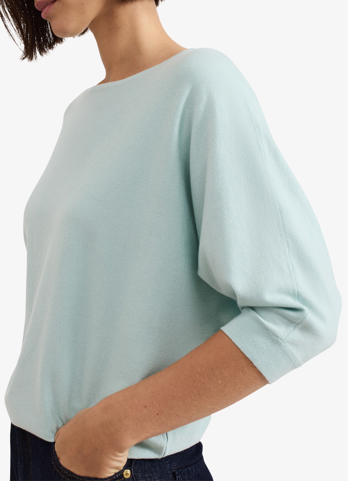 Phase Eight Cristine fijngebreide pullover met boothals - detail 5 mint