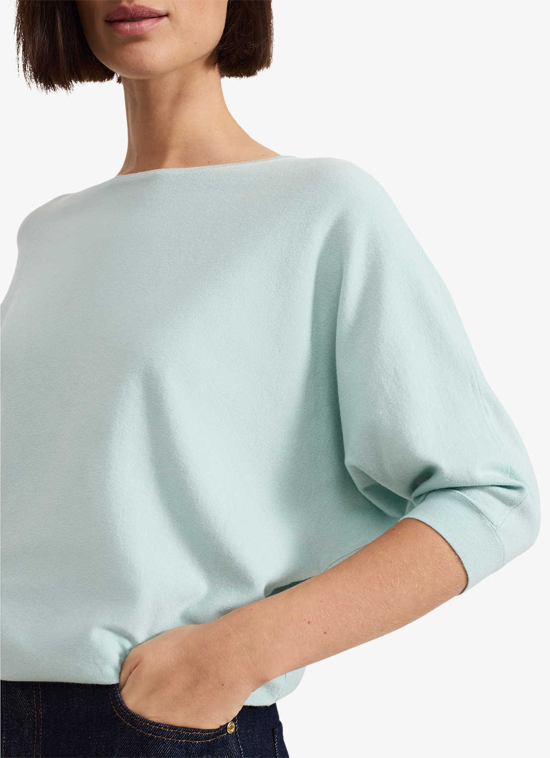 Phase Eight Cristine fijngebreide pullover met boothals - detail 6 mint