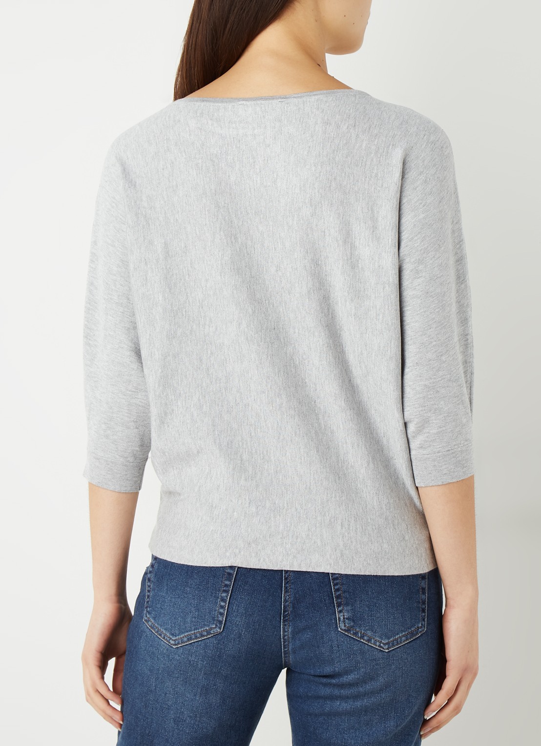 Phase Eight Cristine fijngebreide pullover met driekwartmouw - achterkant 3 grijsmele