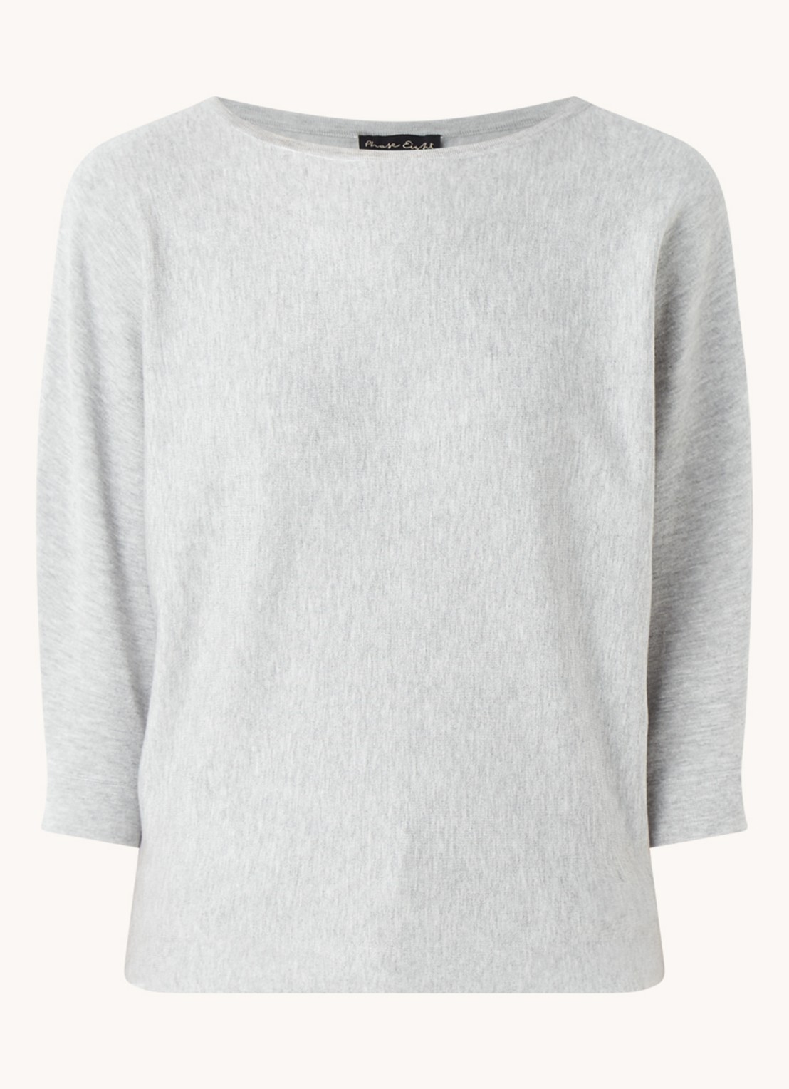 Phase Eight Cristine fijngebreide pullover met driekwartmouw - voorkant grijsmele