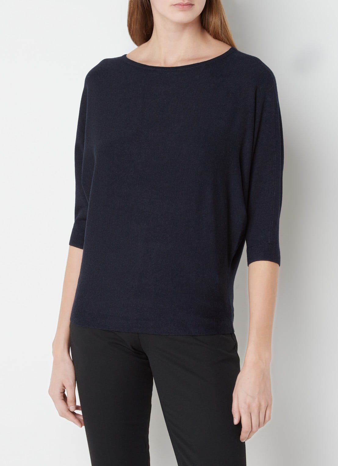 Phase Eight Cristine fijngebreide top  - detail 6 donkerblauw