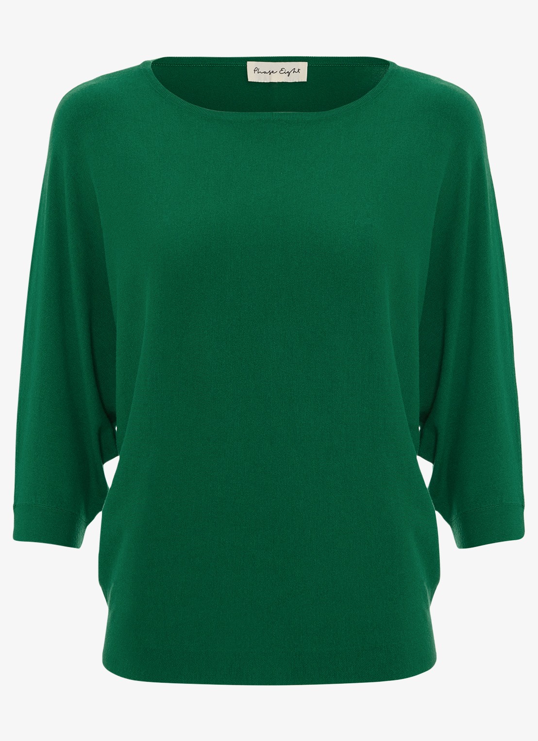 Phase Eight Cristine fijngebreide trui met boothals - voorkant groen