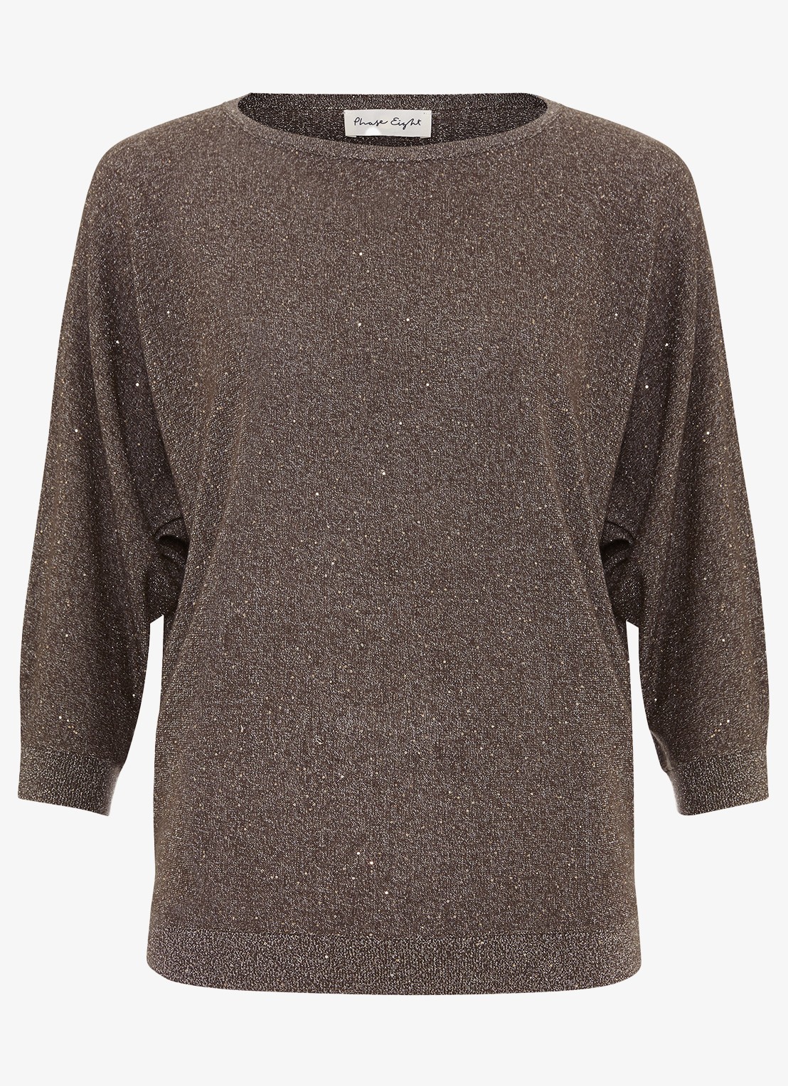 Phase Eight Cristine fijngebreide trui met lurex - voorkant 5 antraciet