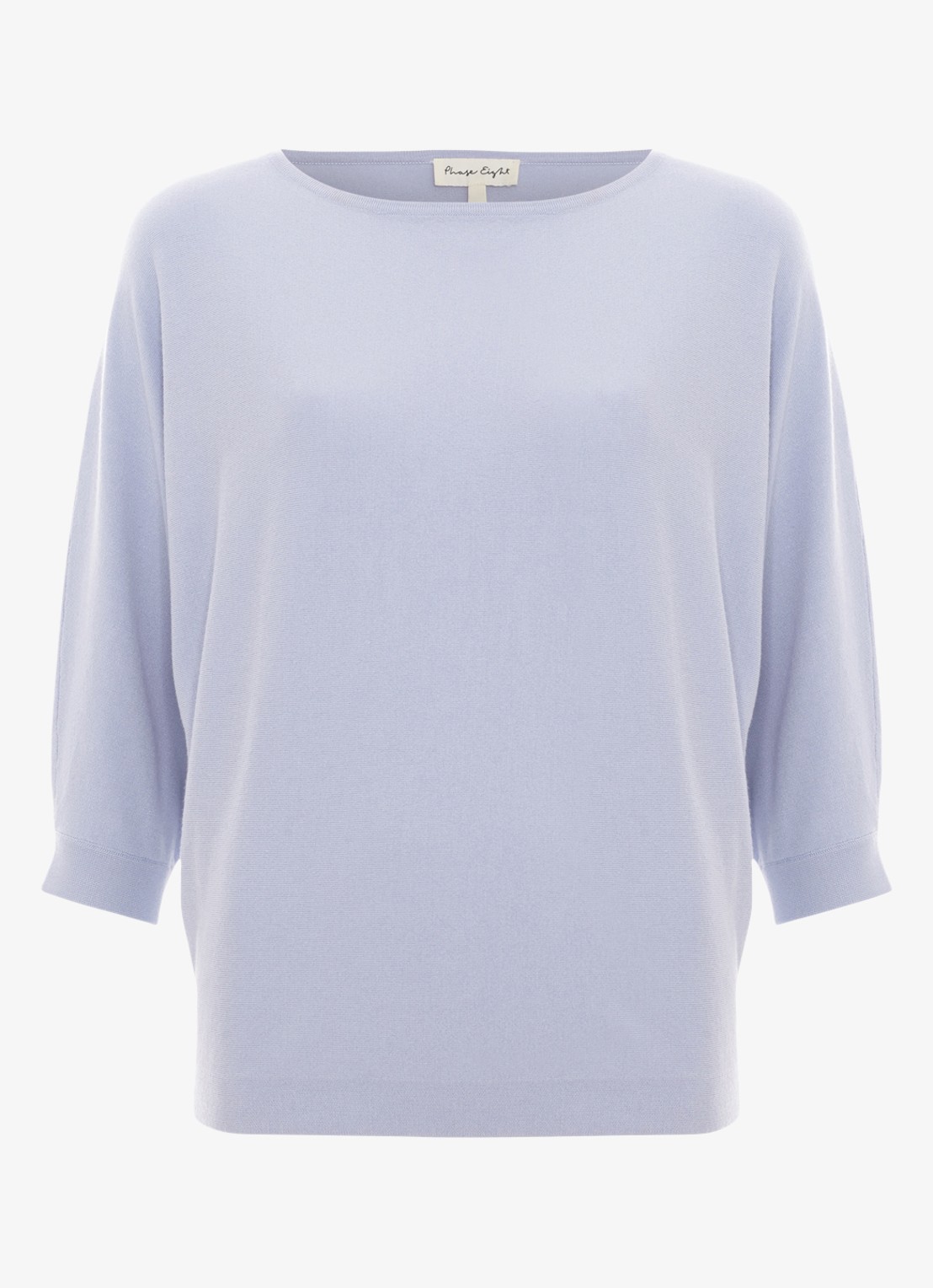 Phase Eight Cristine fijngebreide trui met ronde hals - voorkant 2 blauw
