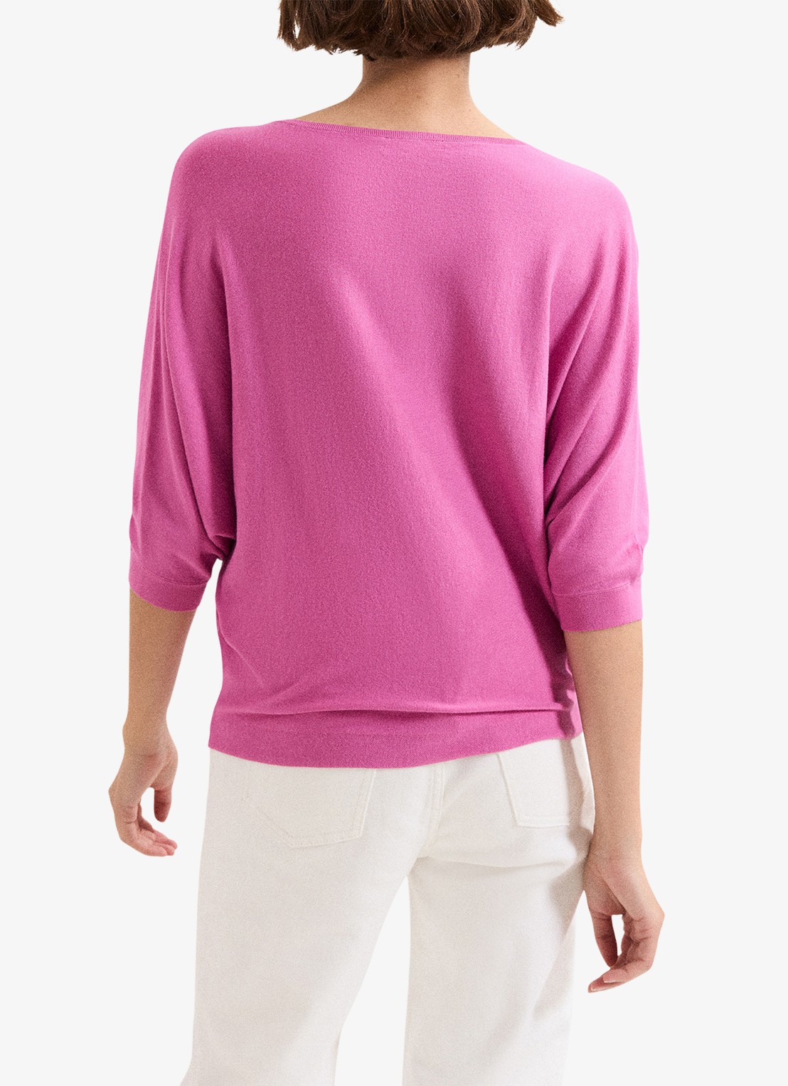 Phase Eight Cristine fijngebreide trui met vleermuismouw - achterkant 3 roze