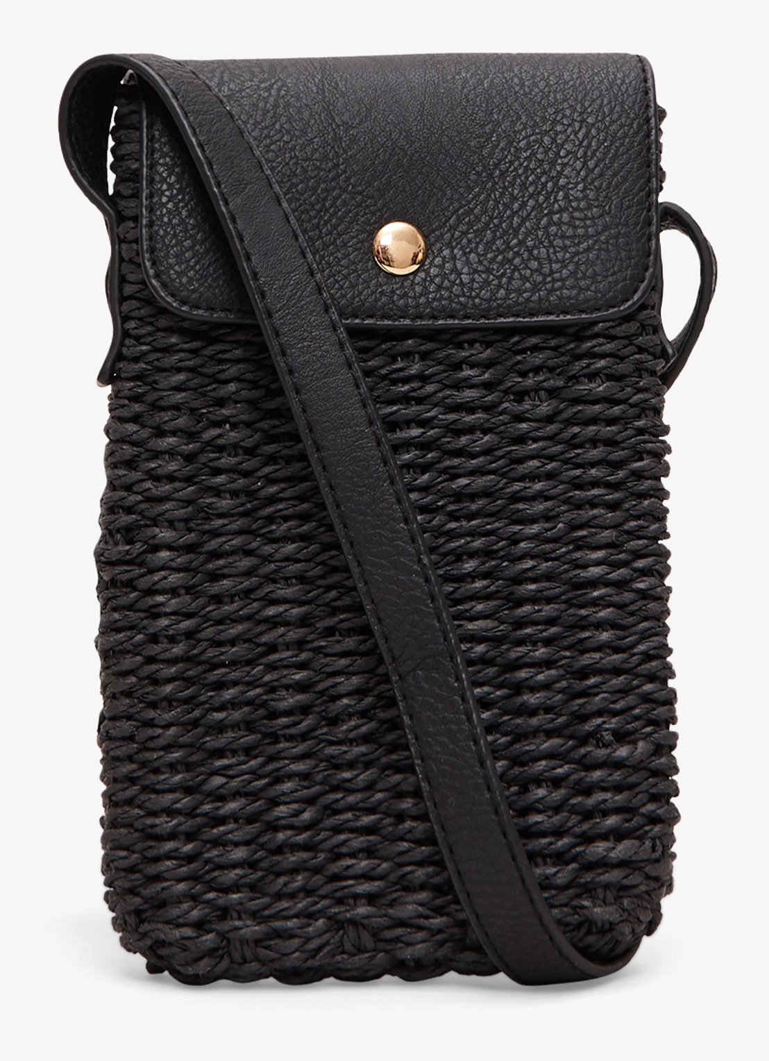 Phase Eight Crossbody telefoonhoes met gevlochten detail - voorkant 4 black
