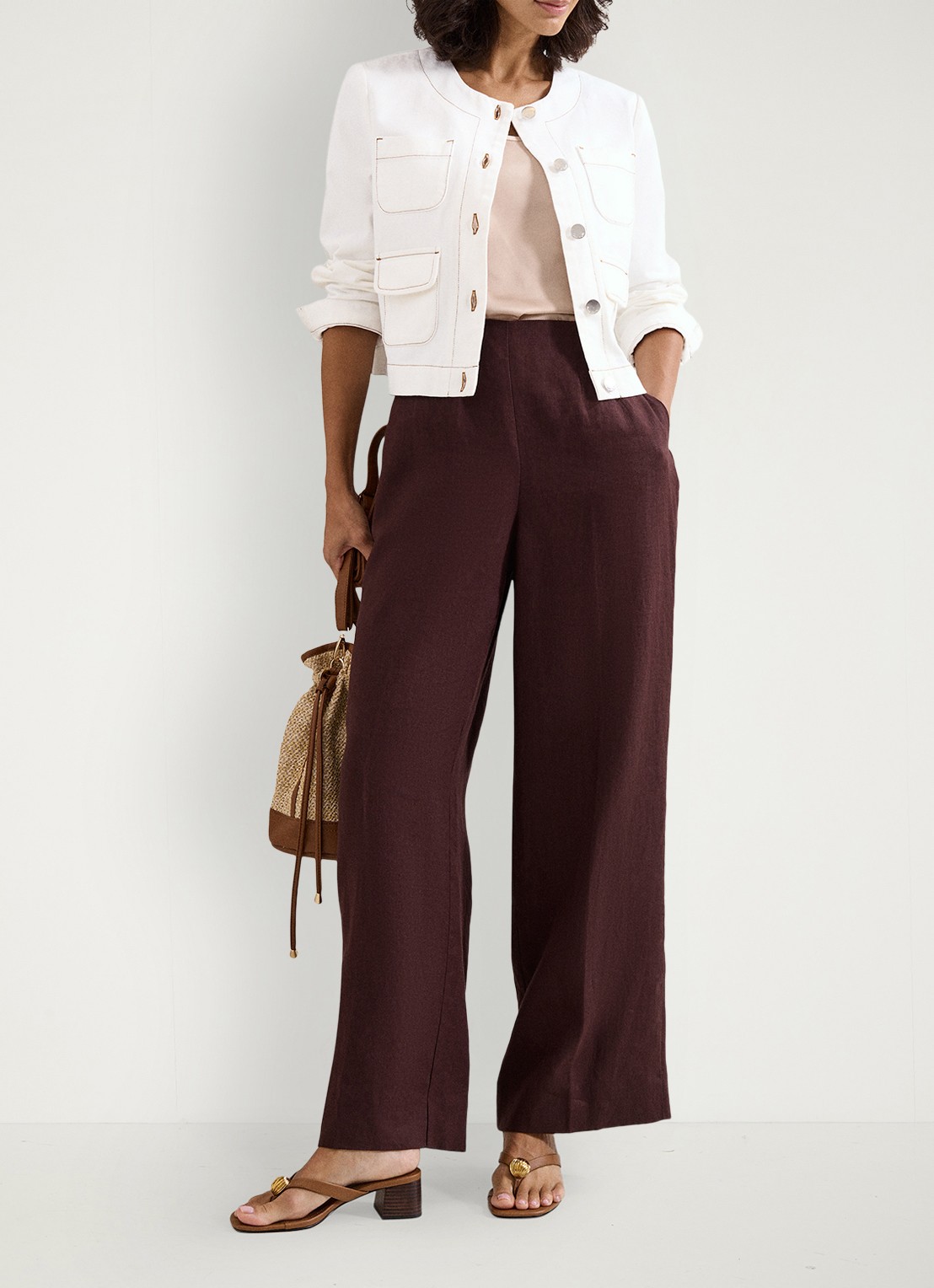 Phase Eight Crossbodytas met gevlochten detail en afneembare schouderriem - detail 3 beige