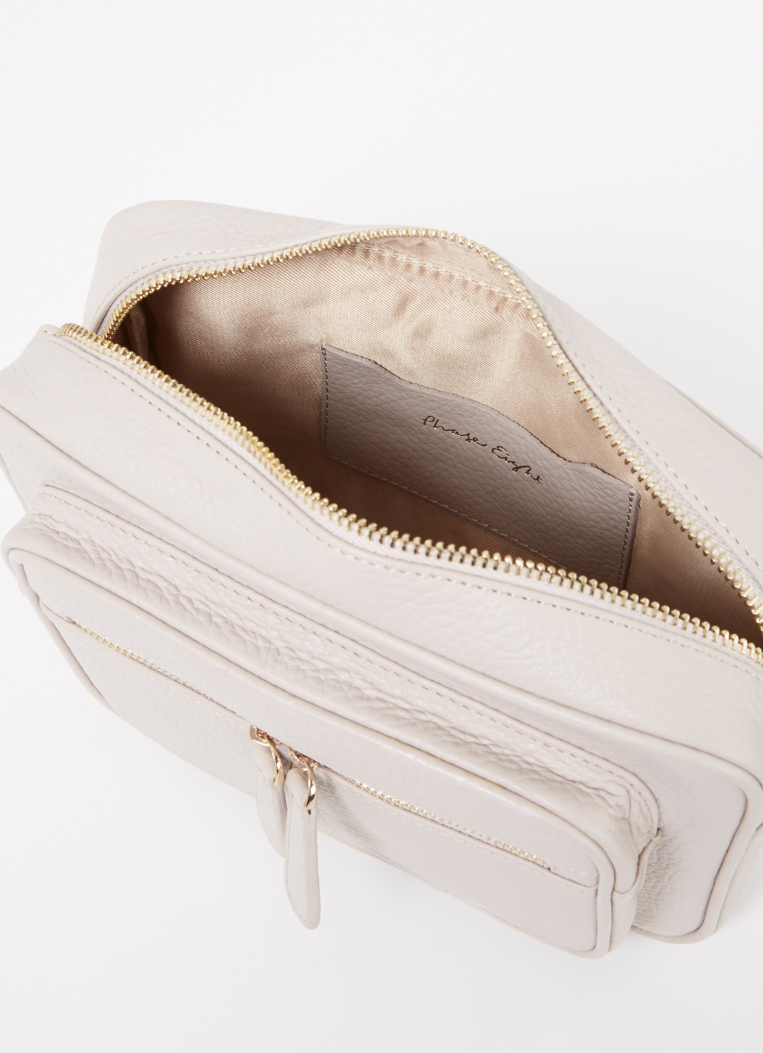 Phase Eight Crossbodytas van leer - detail creme
