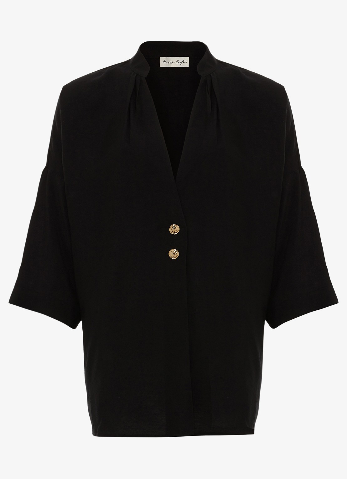 Phase Eight Cynthia Button oversized blouse - voorkant zwart