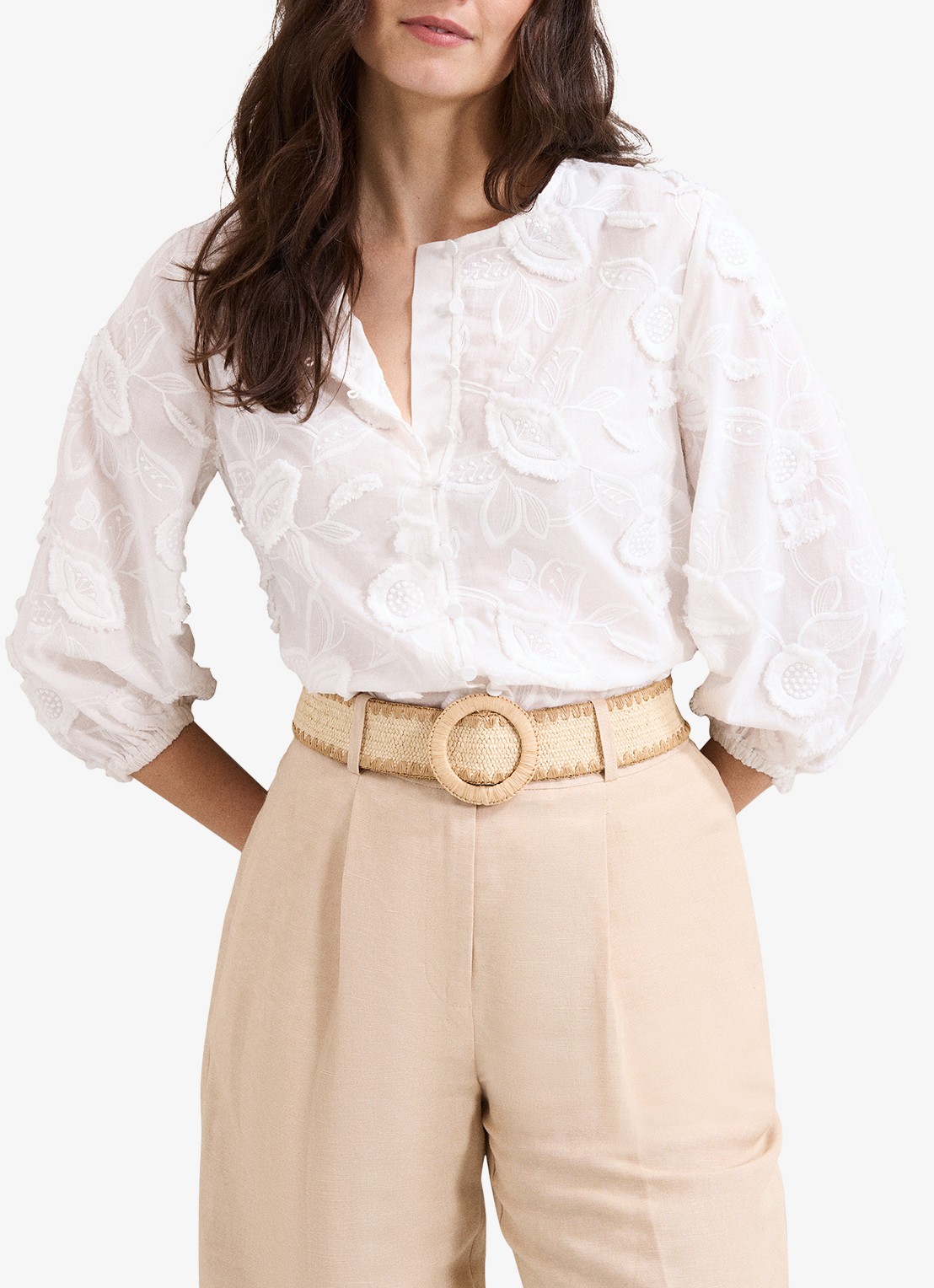 Phase Eight Daisy blouse met borduring - detail wit