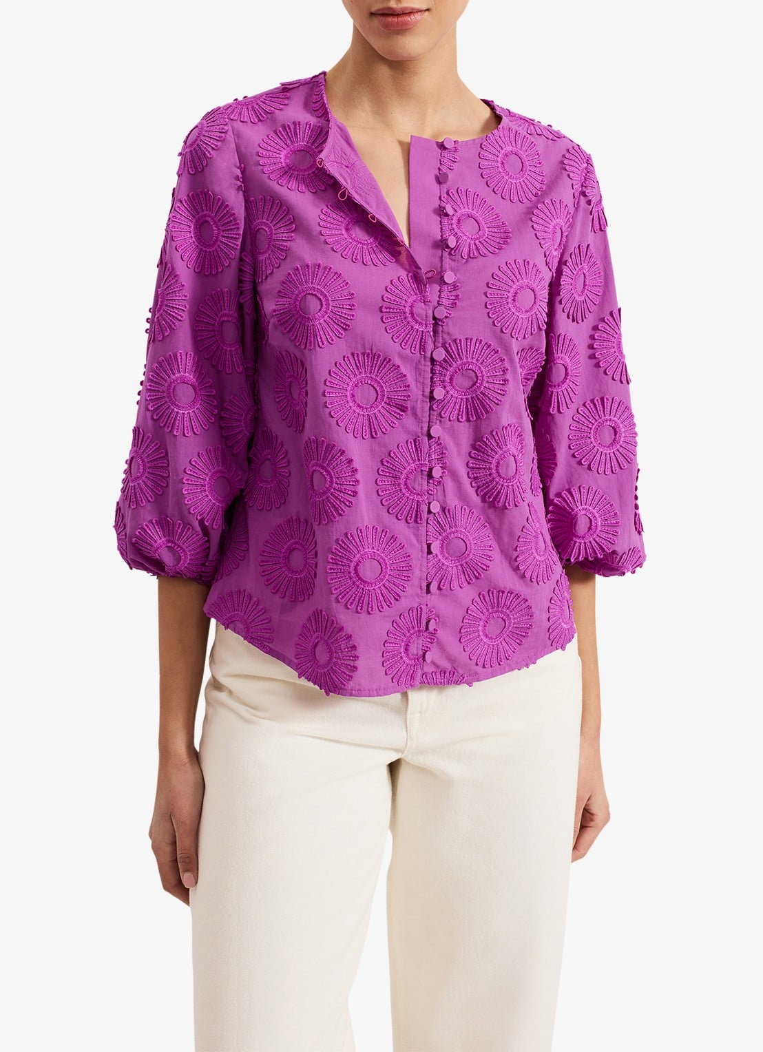 Phase Eight Daisy blouse met structuur - detail 2 paars