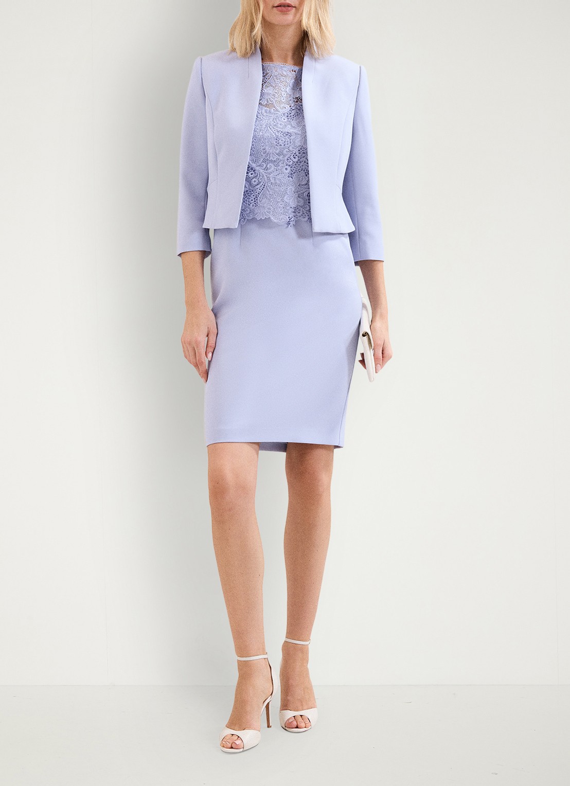 Phase Eight Daisy midi jurk met top van broderie - detail 6 lichtblauw