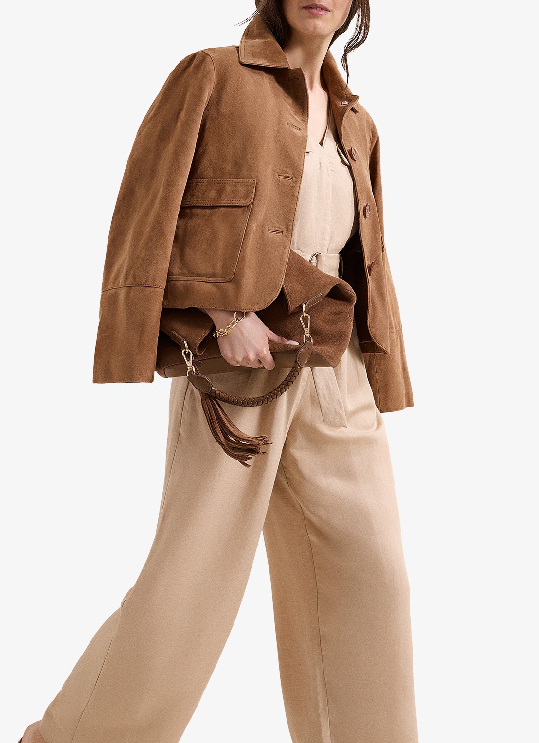 Phase Eight Daniela loose fit jumpsuit met strikceintuur - detail 7 beige