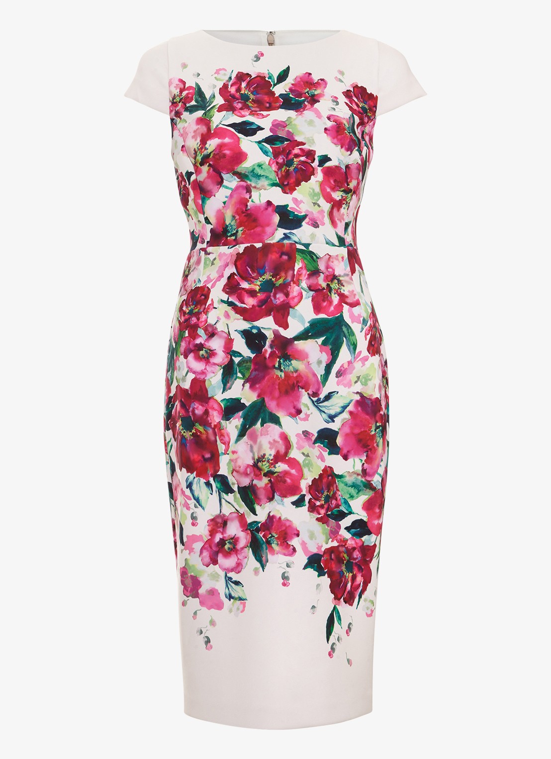 Phase Eight Dannas midi jurk met bloemenprint - voorkant 2 roze
